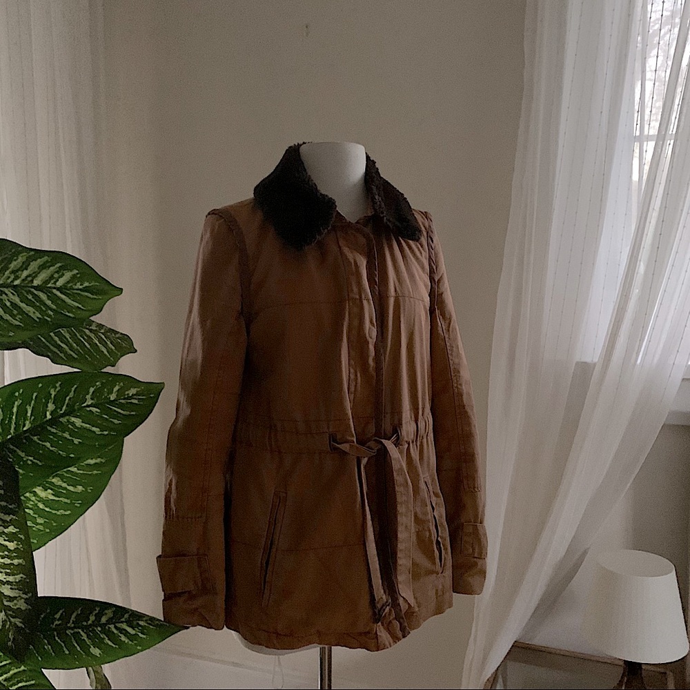 GAP Coffee Coat with Sherpa Collar